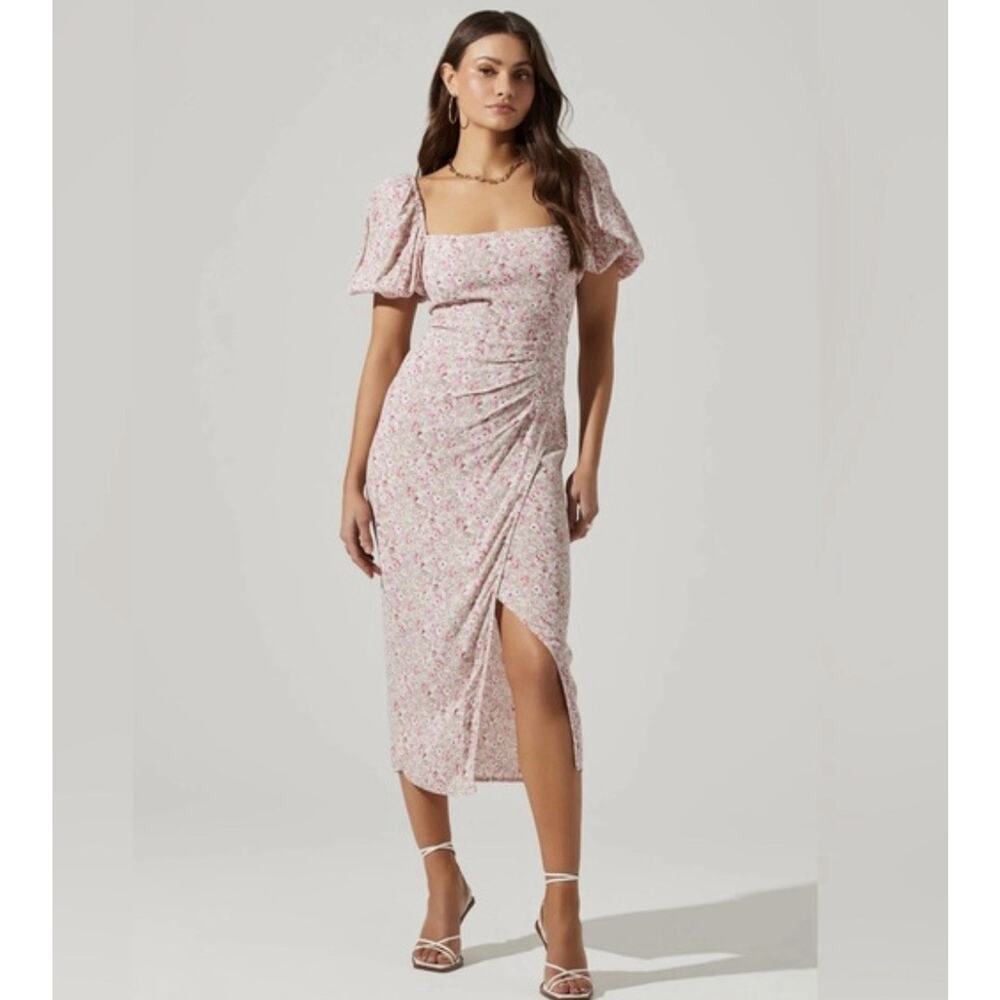 NWT ASTR The Label Pink Ditsy Floral Spring Dress Size Large